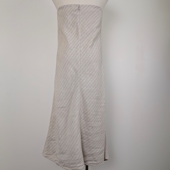 Banana Republic Striped Linen Blend Midi Tube Dress Strapless Sleeveless Bias - Picture 10 of 15